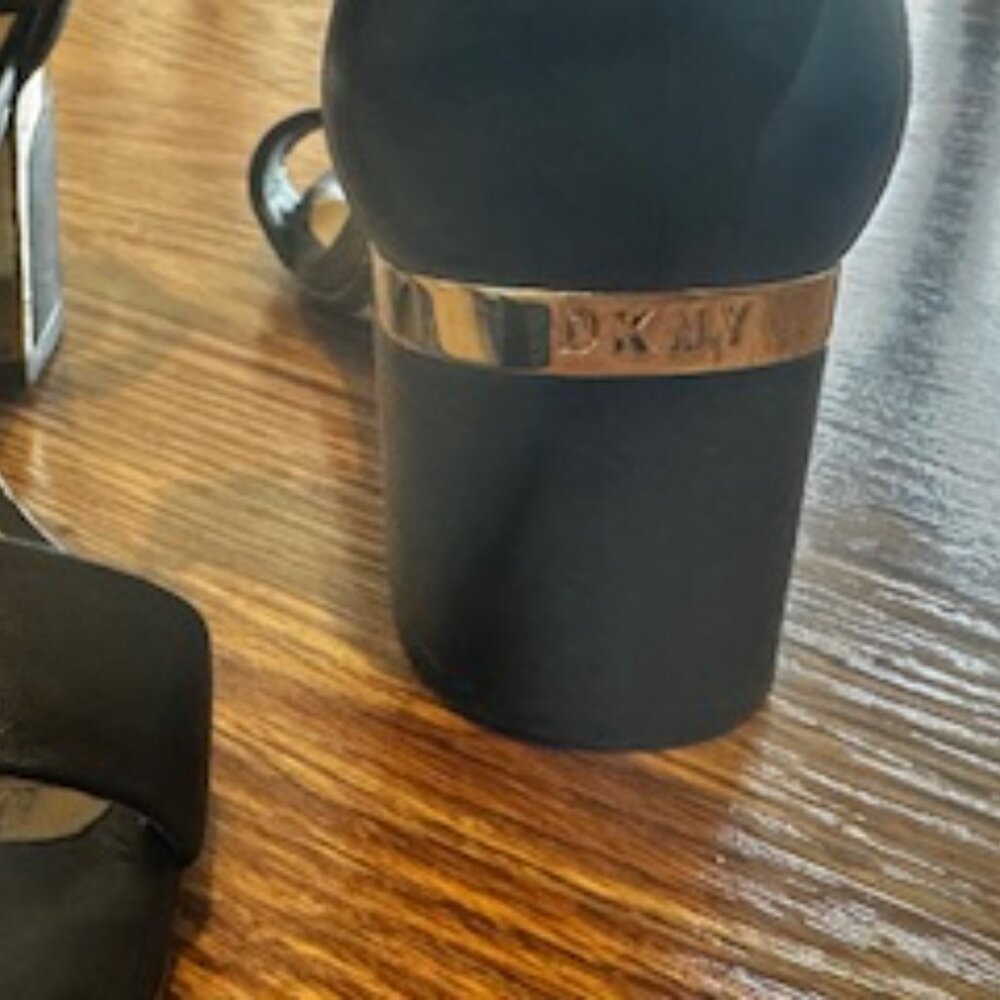 DKNY ankle strap sandals , silver strip on a heel size 8.5 - Picture 3 of 5